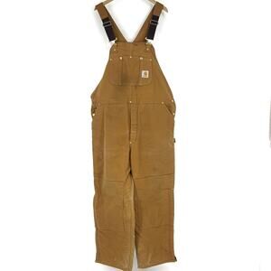 Vintage Carhartt Insulated Red Quilted Fully Lined Bib Work Overalls 46 x 32